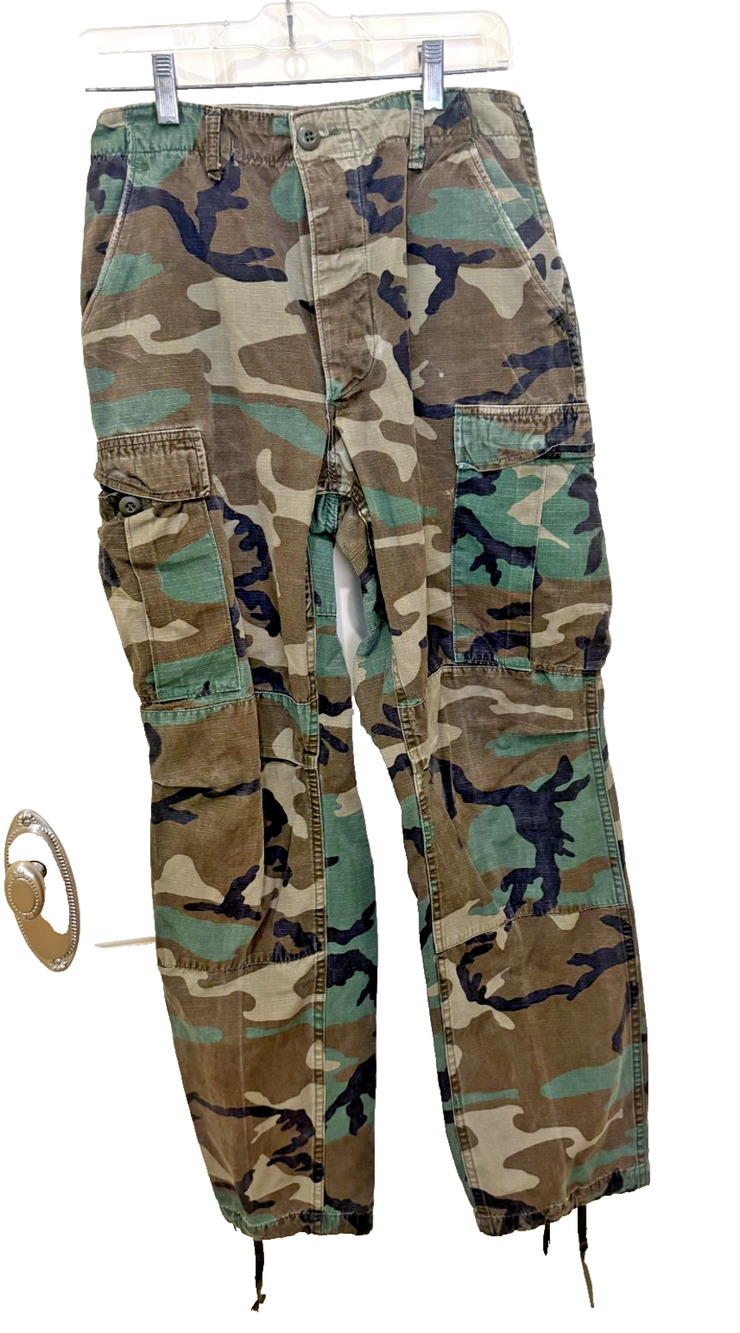 Vtg 80s Military BDU Camo Pants Small Long Combat Trousers Woodland Ripstop 1986